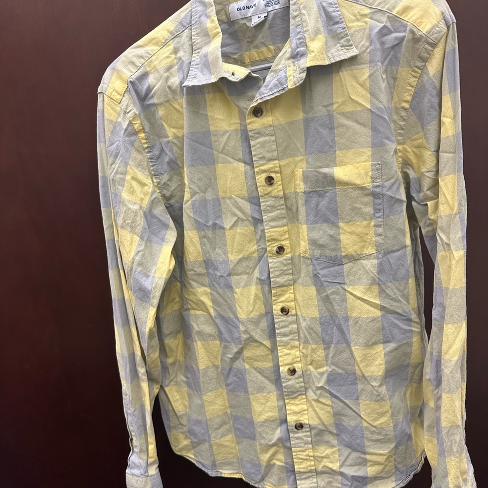 Old Navy Yellow and Gray Casual Button Down Shirt